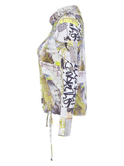 Chandail multicolore doux à col bénitier imprimé graffiti lime gris et noir Dolcezza