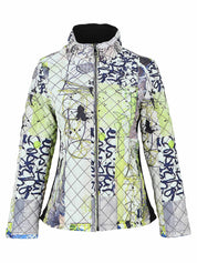 Manteau matelassé multicolore à imprimé graffiti lime marine et gris Dolcezza