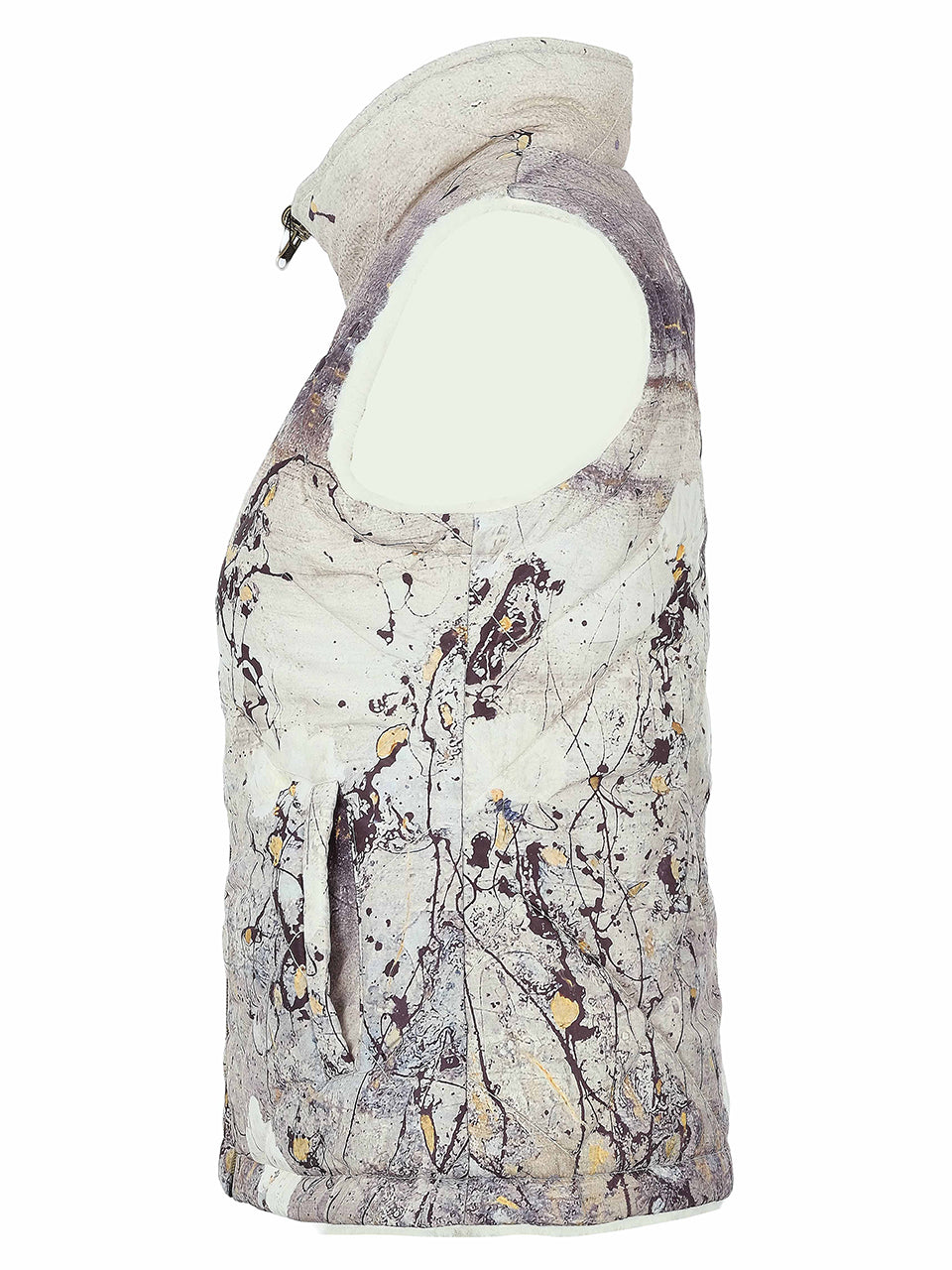 Veste sans manches réversible multicolore à imprimé artistique et fausse fourrure Dolcezza