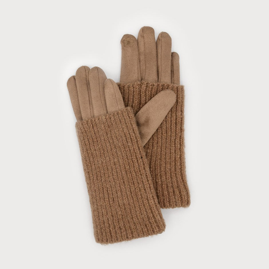 Gants en Faux Suède avec Chauffe-Poignets Brun Caracol, vue du produit