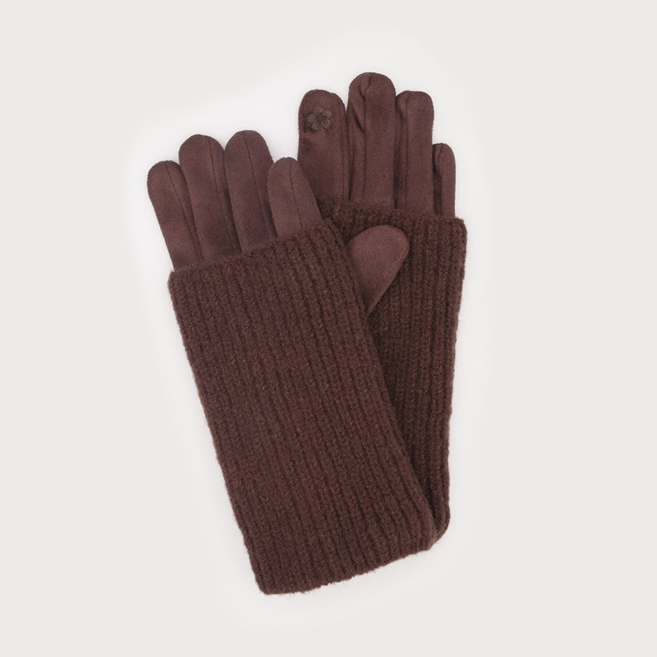 Gants en Faux Suède avec Chauffe-Poignets Chocolat Caracol, vue du produit