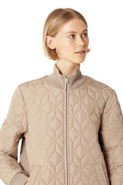 Manteau long matelassé beige blé à motif géométrique Ilse Jacobsen