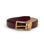 Ceinture Amanda réversible bordeaux effet croco avec boucle dorée