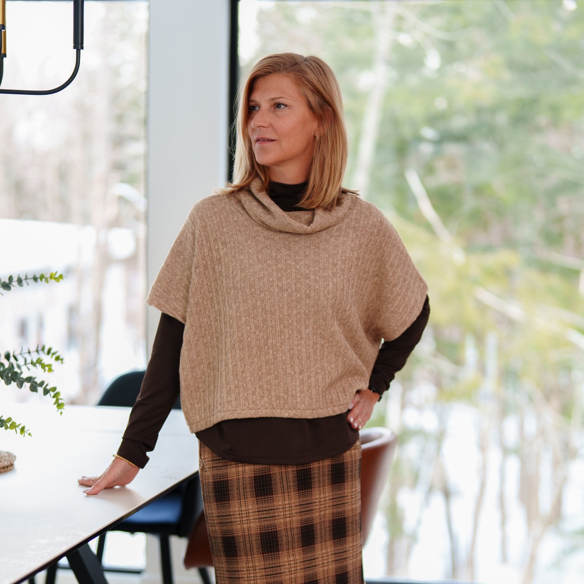 Boléro Grandmont Beige en Tricot Texturé