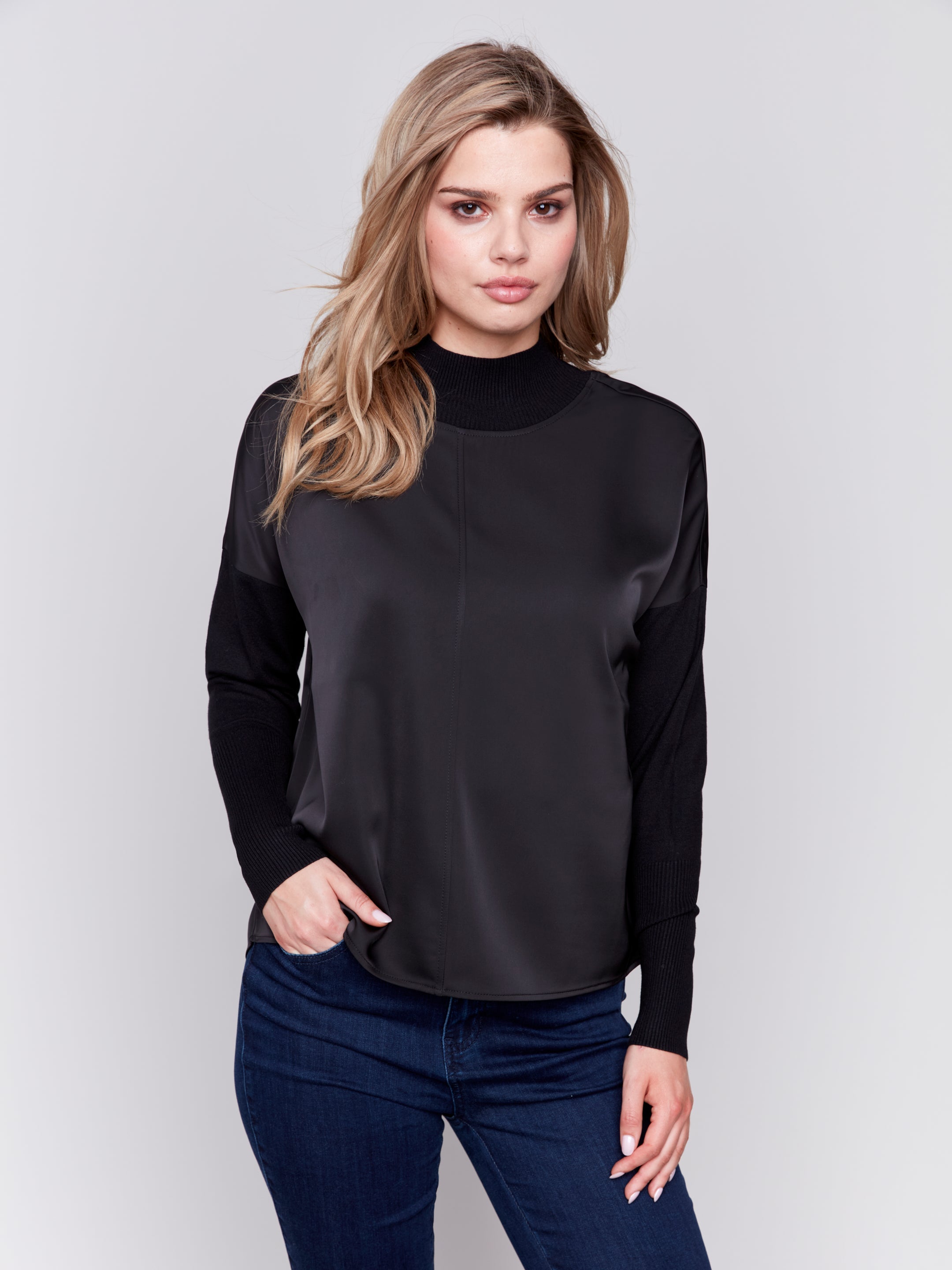 Top Satin Manches Longues