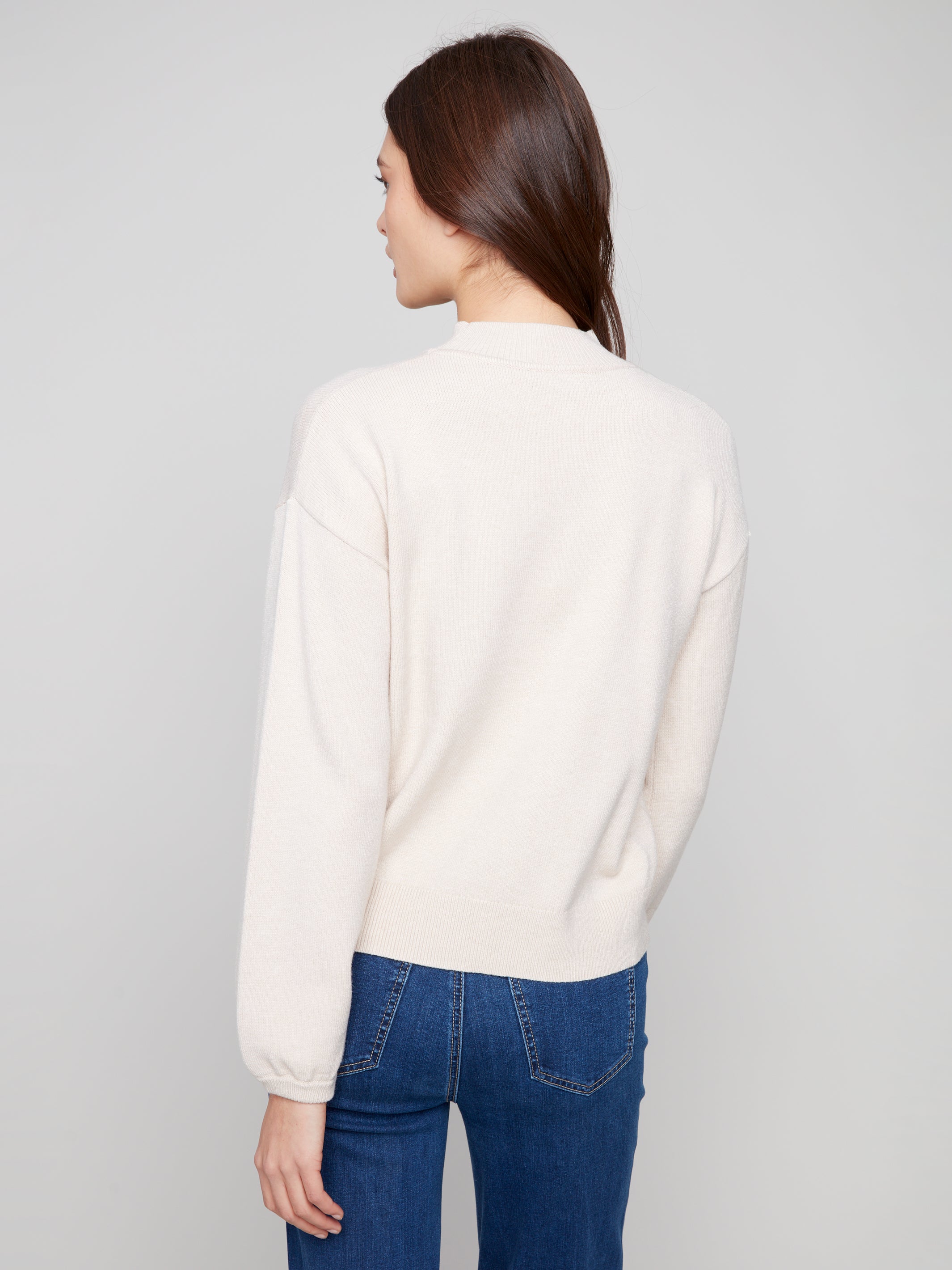 Chandail Tricot Col Rond avec Fleurs