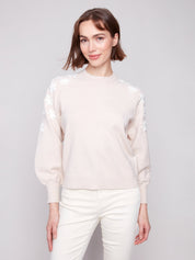 Chandail Tricot Brodé Col Rond
