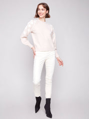 Chandail Tricot Brodé Col Rond
