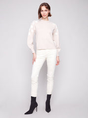 Chandail Tricot Brodé Col Rond