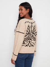 Chandail en Tricot à Broderie Florale