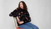 Chandail Col Montant en Tricot Brodé