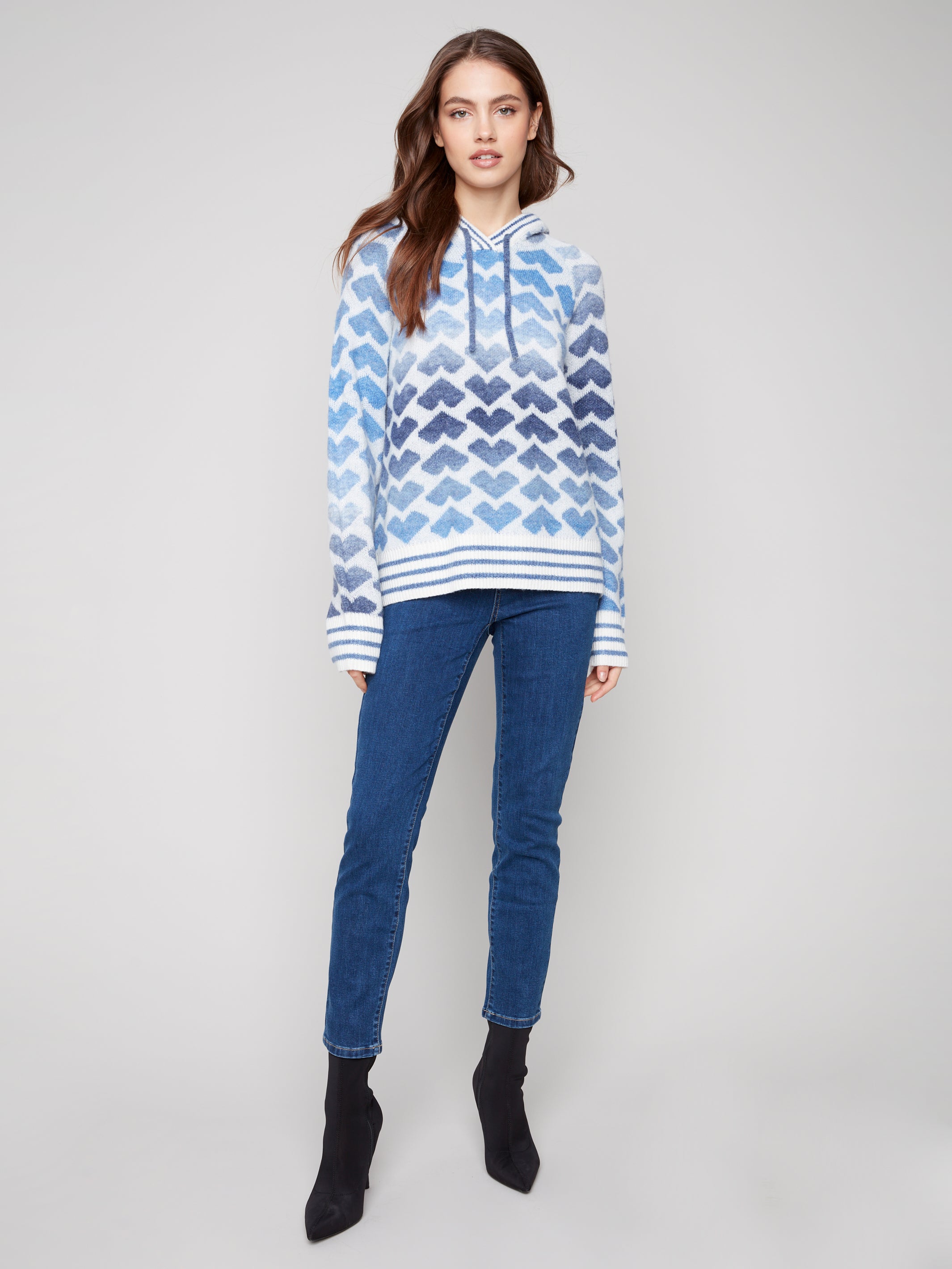 Chandail Tricot Capuchon Coeurs