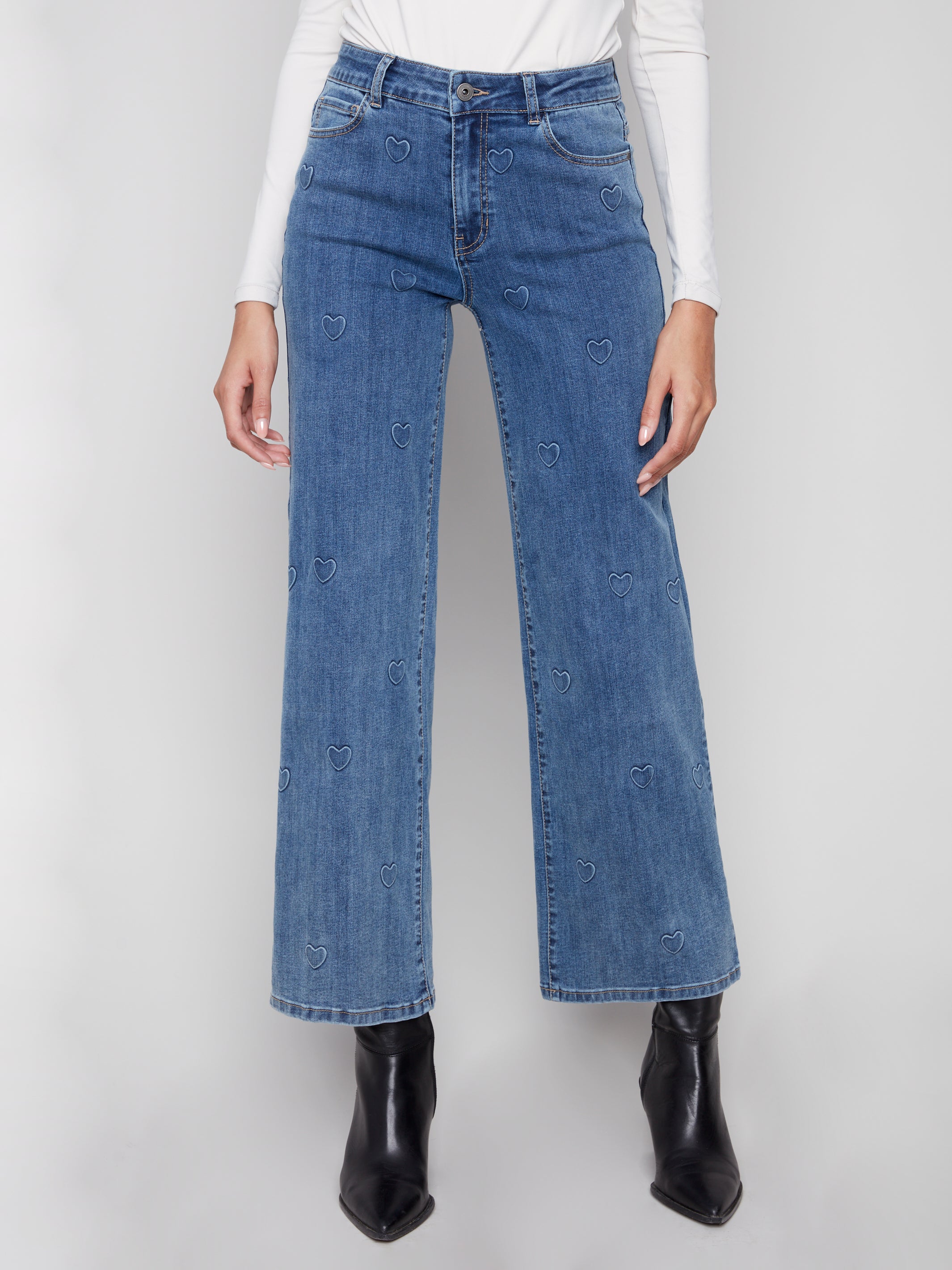 Jeans Coeurs Embossés