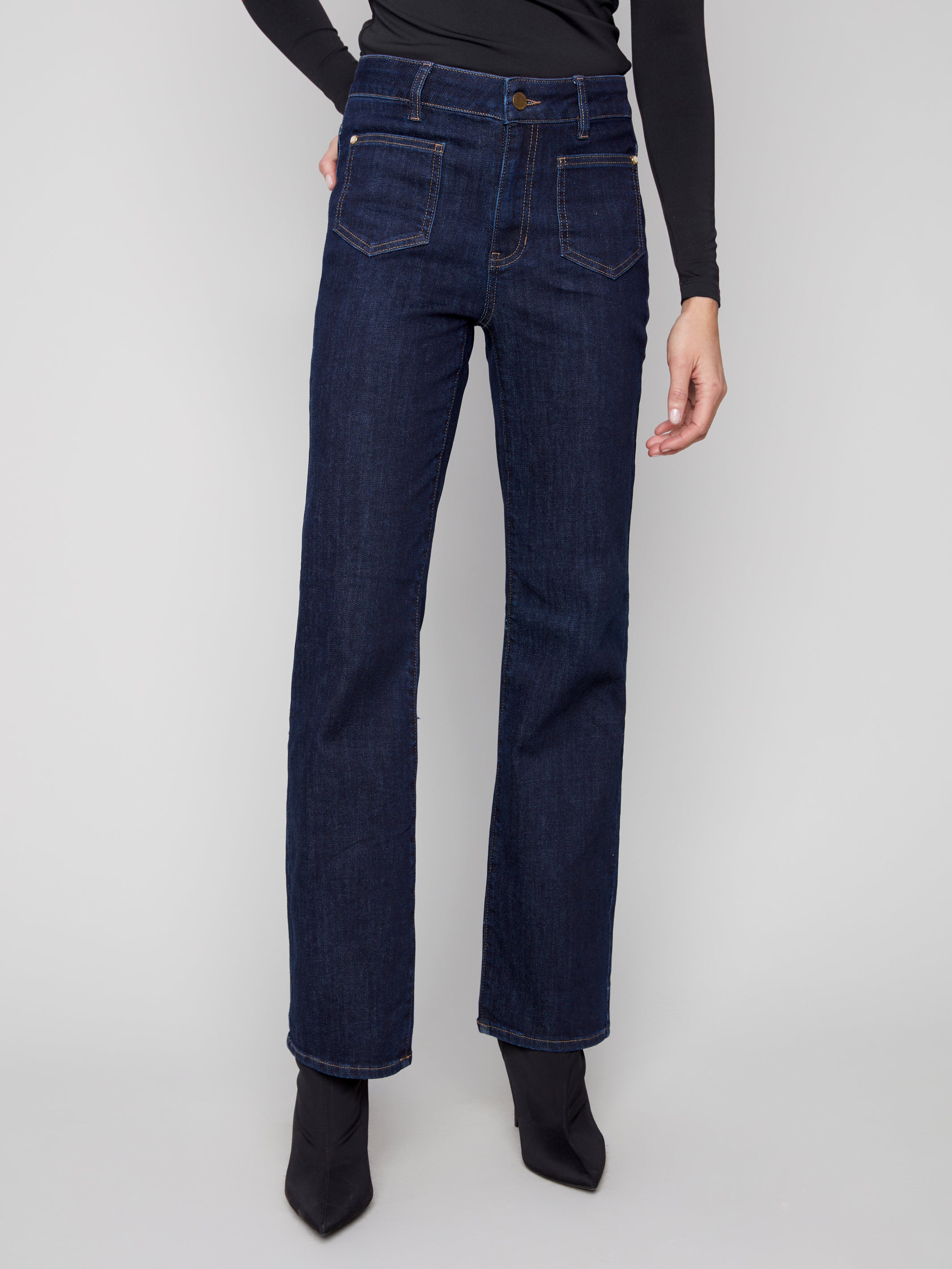 Jeans Jambe Droite Poches à l'Avant