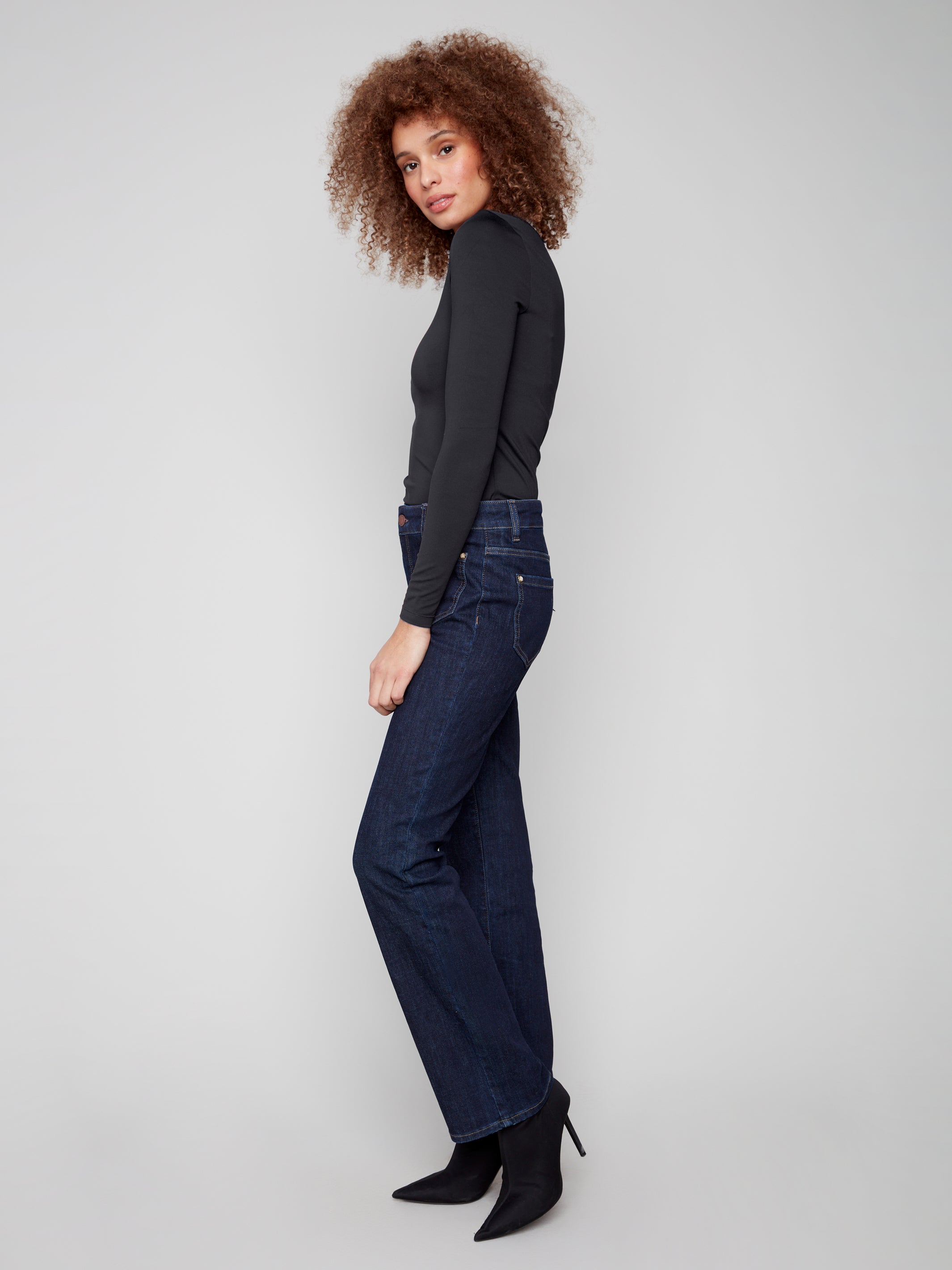 Jeans Jambe Droite Poches à l'Avant
