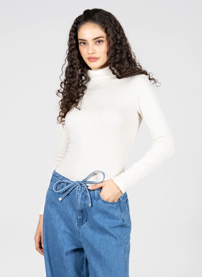 Chandail Col Roulé Côtelé