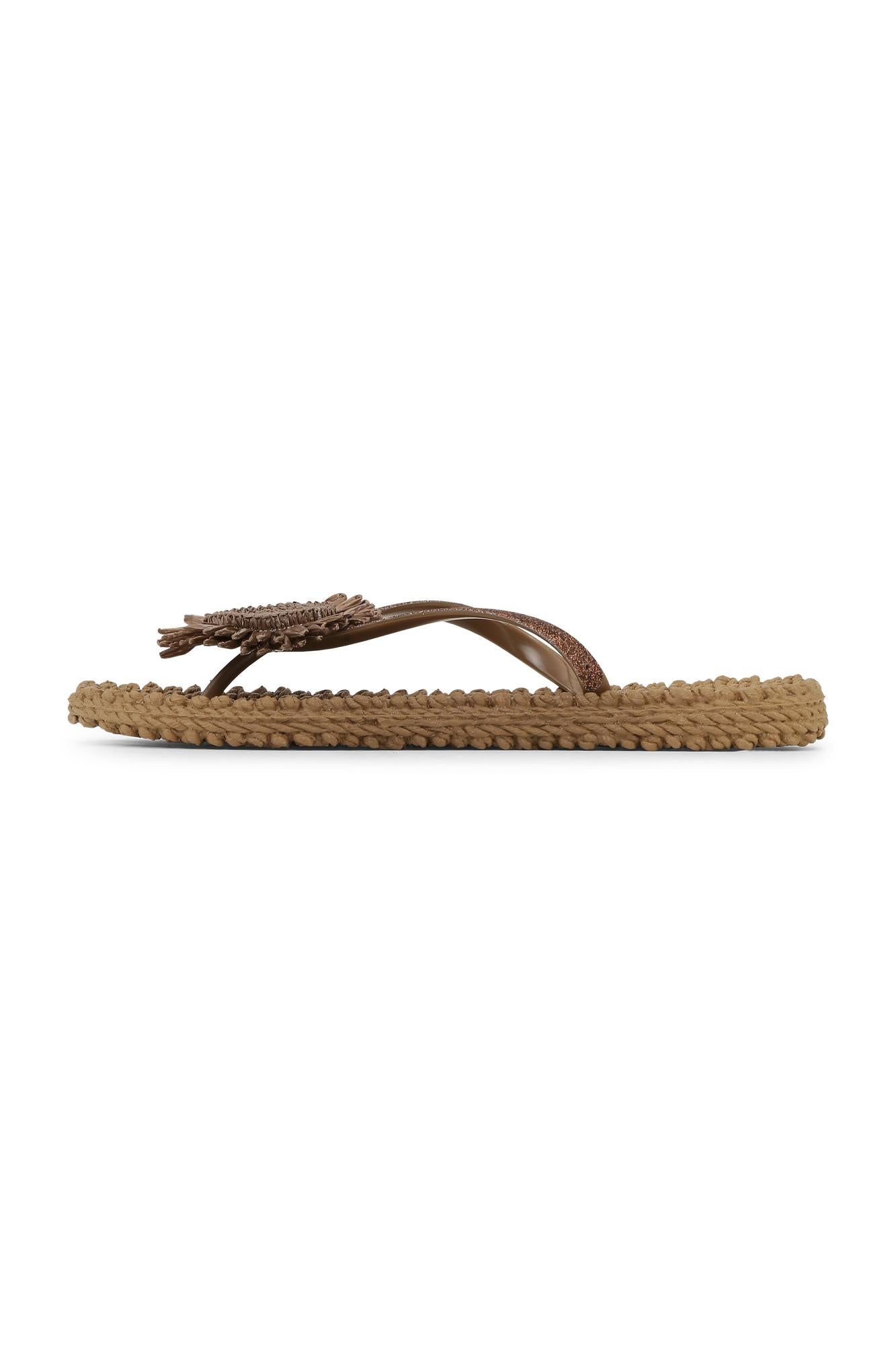 Sandale Flip Flop Fleur en Rafia