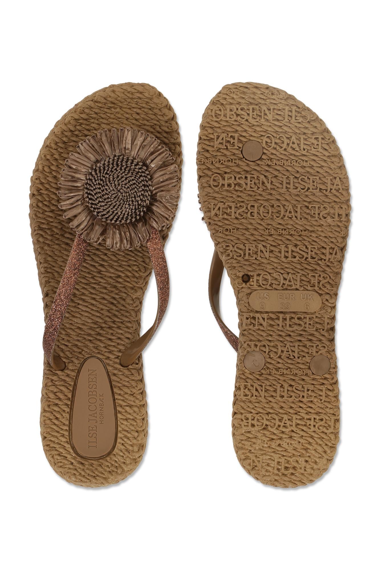 Sandale Flip Flop Fleur en Rafia