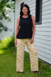 Pantalon Effet Lin Imprimé