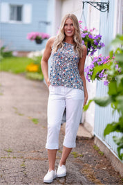 Pantalon 3/4 avec Fente et Bouton au Bas