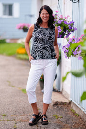 Pantalon 3/4 avec Fente et Bouton au Bas