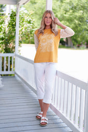 Pantalon 3/4 avec Fente et Bouton au Bas