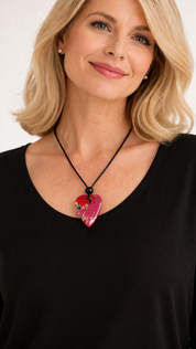 Collier Ajustable à pendantif Coeur  Léger en résine sans Métal