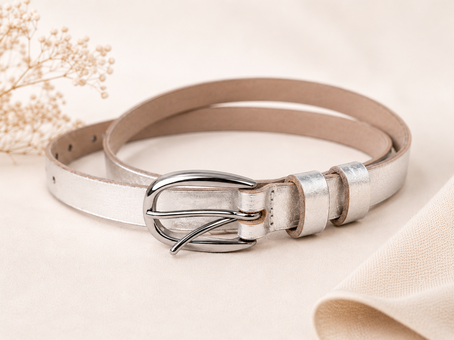 Ceinture en Cuir Métallique