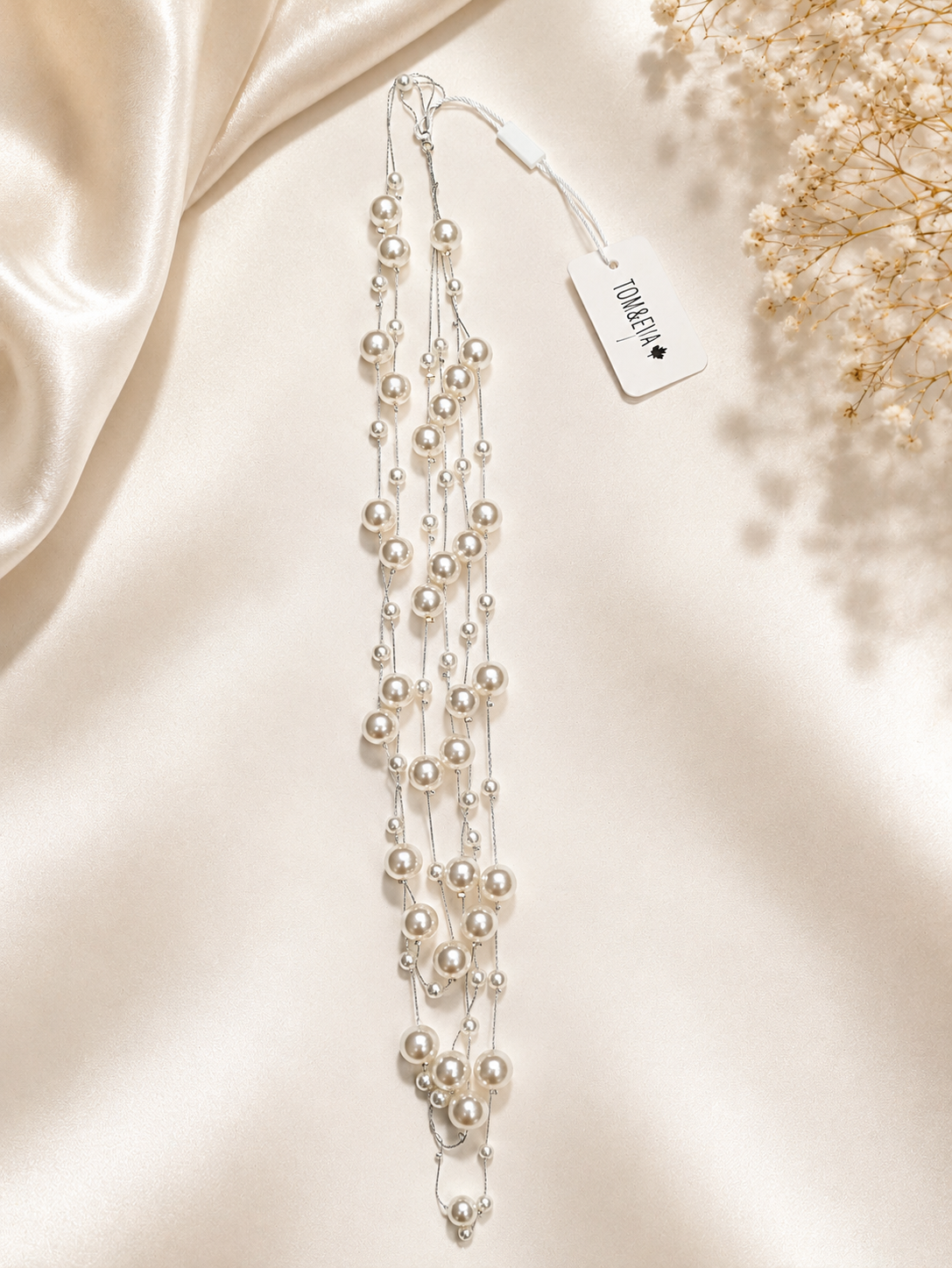 Collier 3 Rangs Argent avec Perles