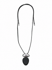 Collier Ajustable Pendentif Noir et Argent