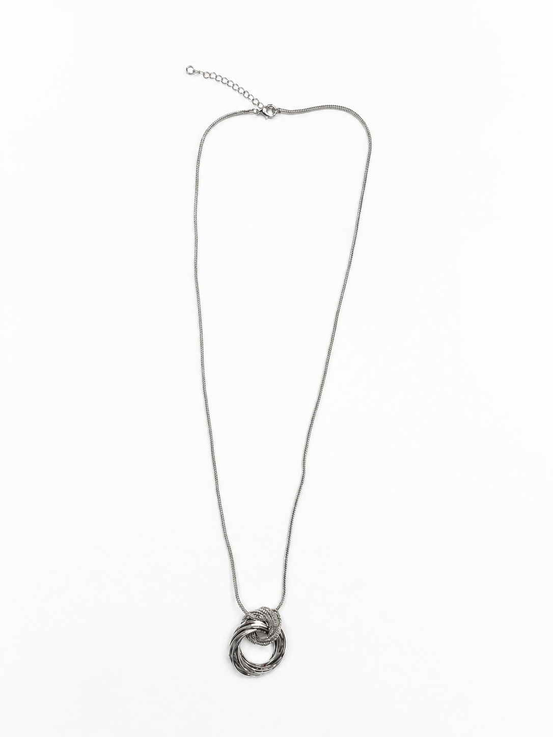 Collier Argent Pendentif Anneau Brillant