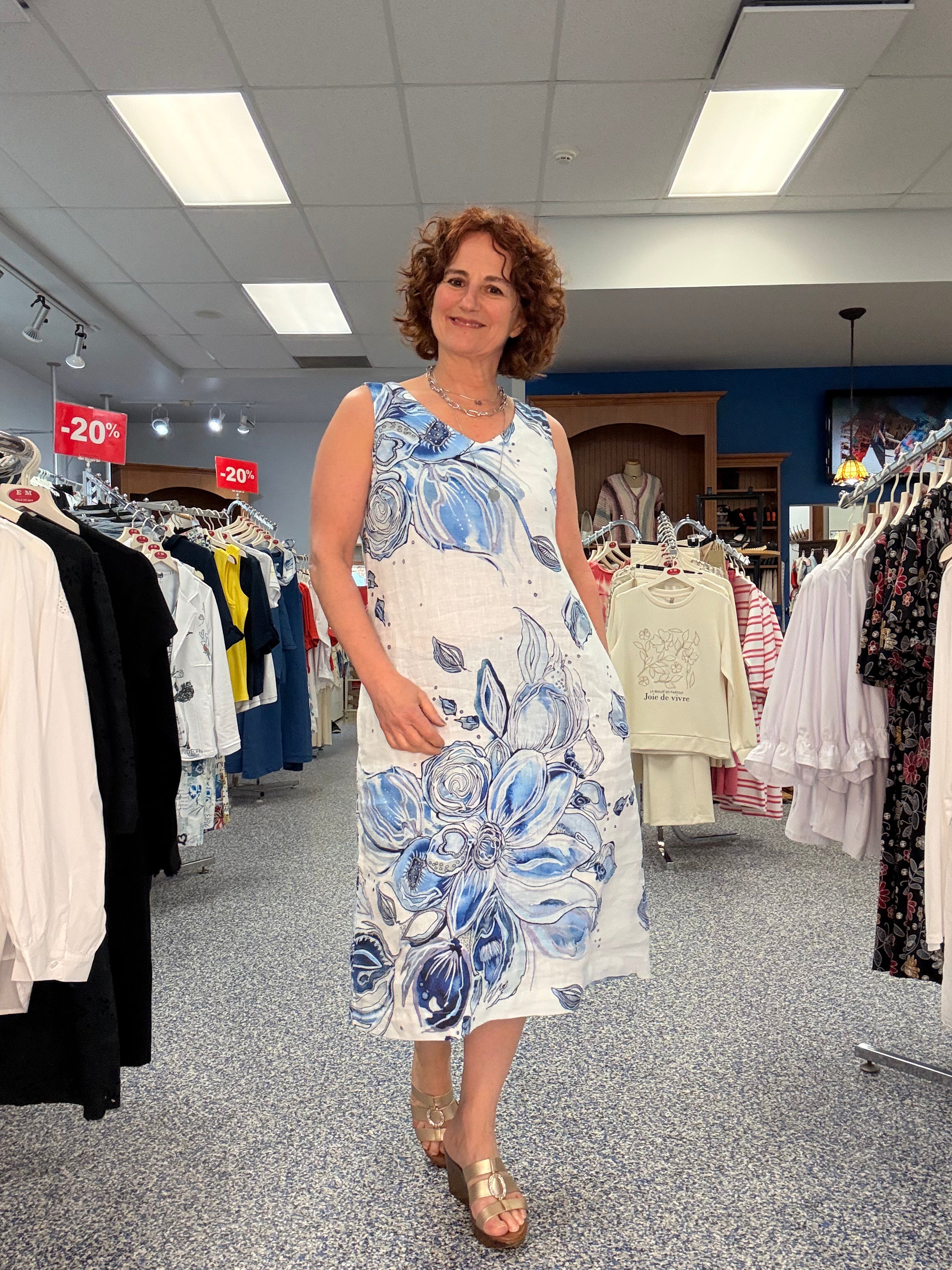 Robe en Lin Imprimé Floral