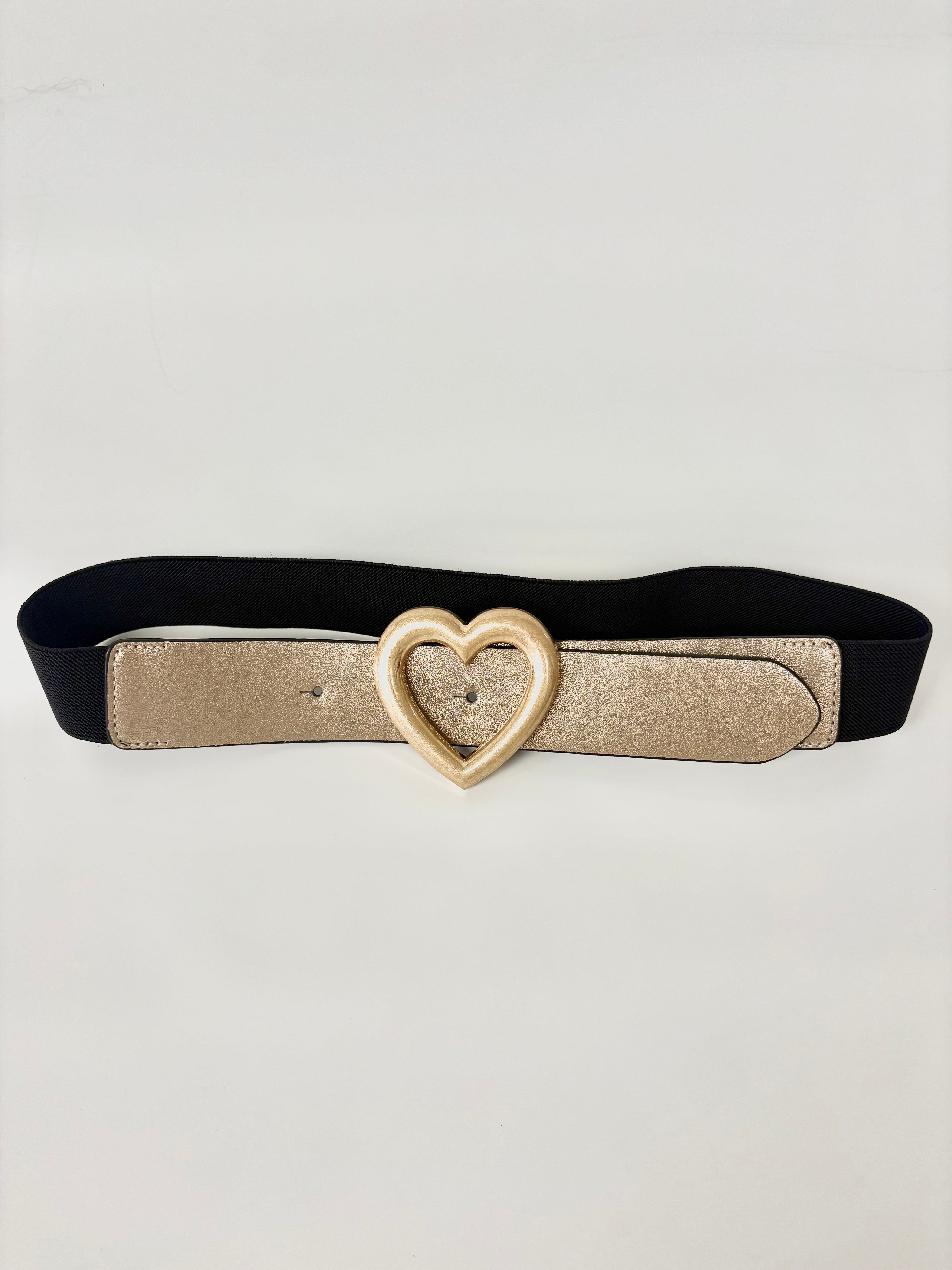 Ceinture Élastique Boucle de Coeur Dorée