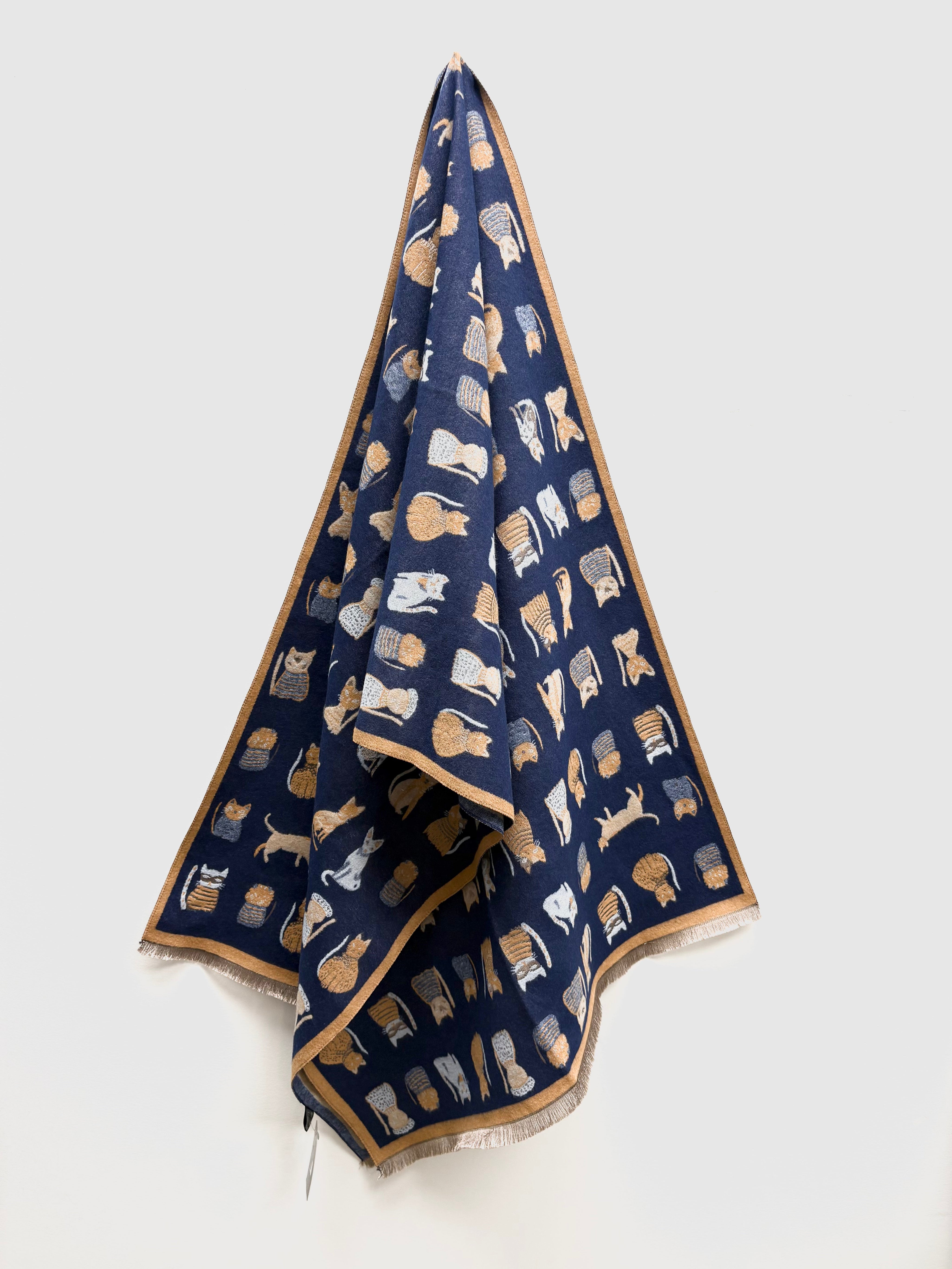 Foulard en Tricot Imprimé de Chats