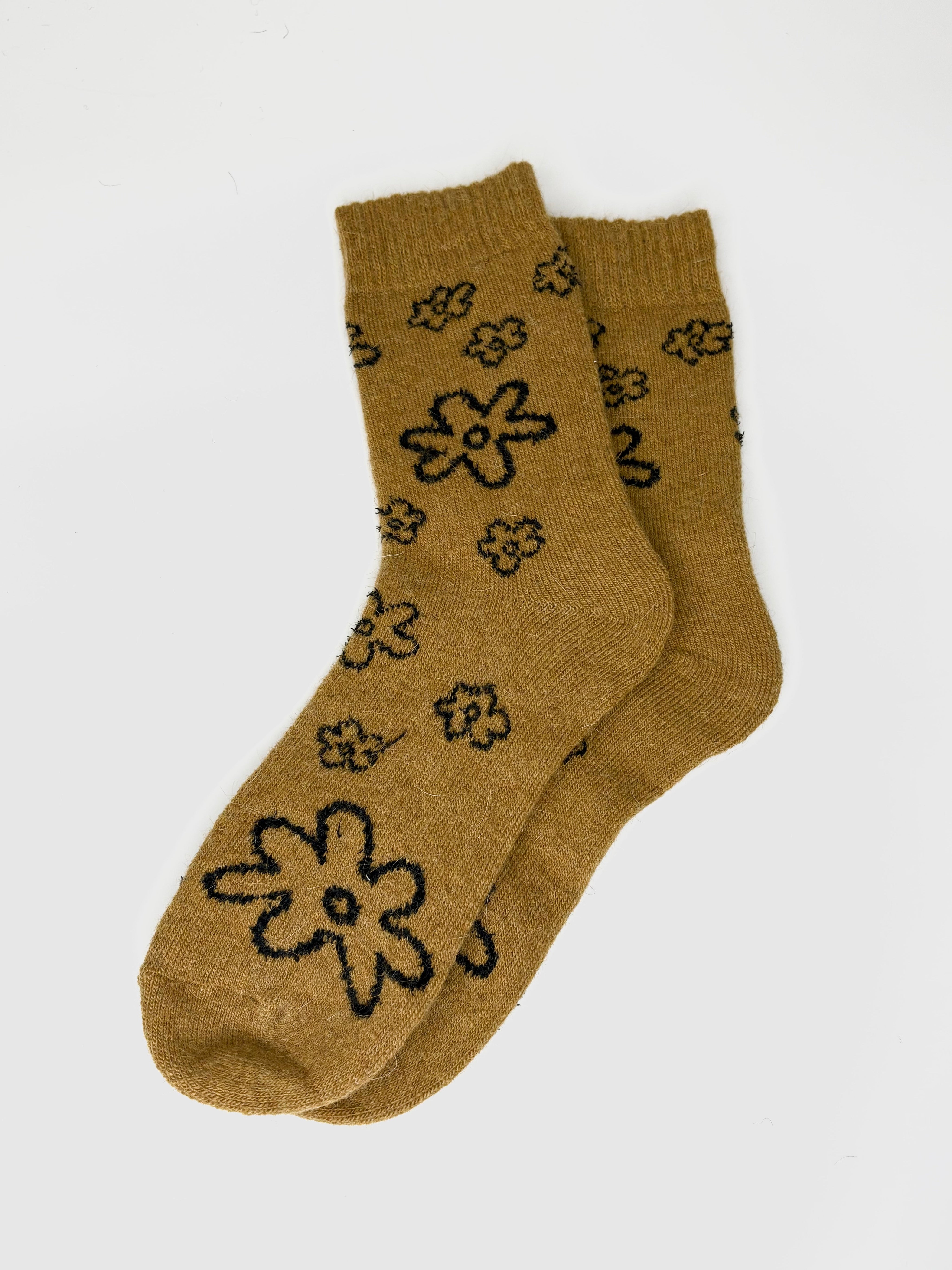 Bas de Laine Angora Fleurs