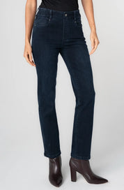 Jeans Liverpool Gia Glider pull-on à coupe droite couleur RAVEN-WING, vue de face