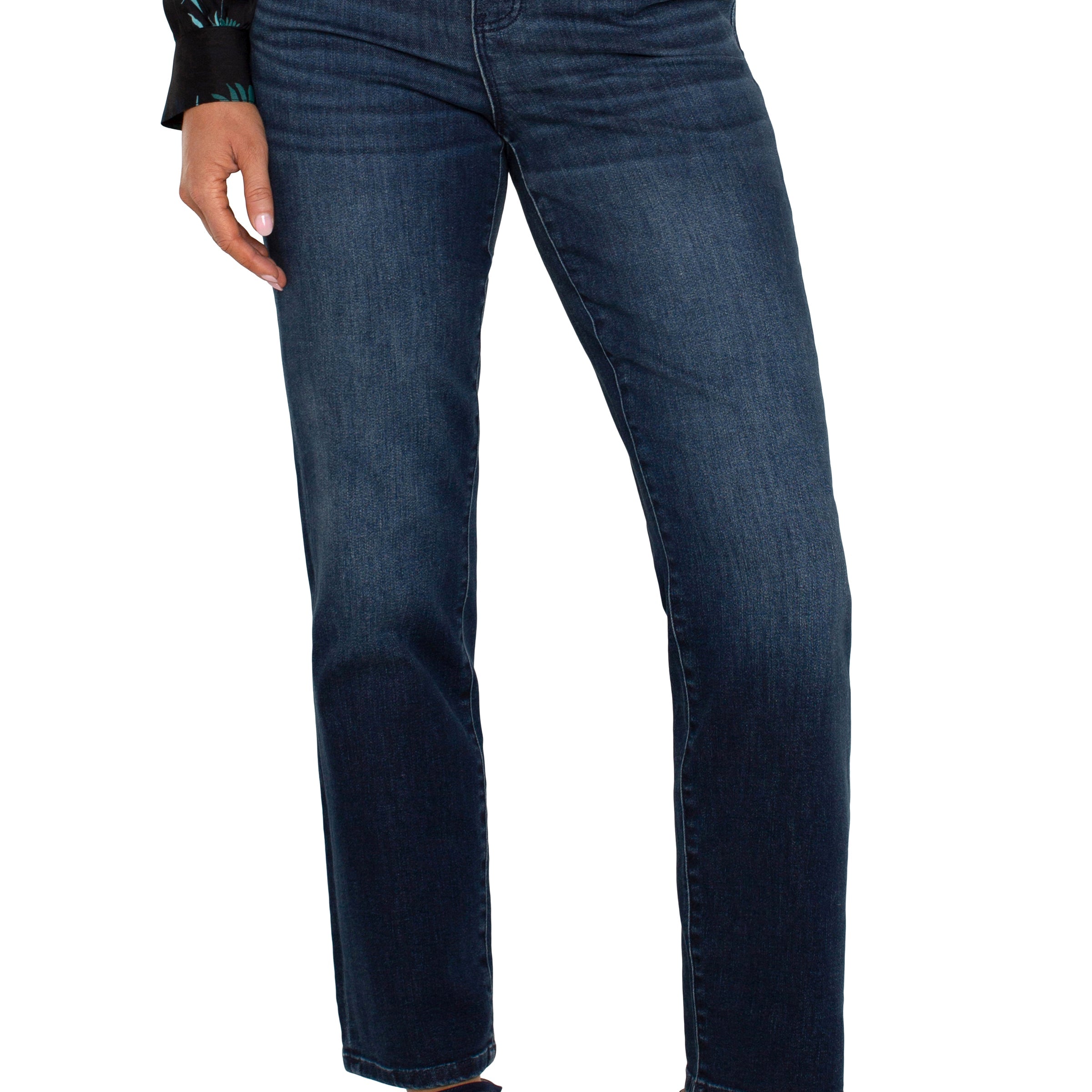 Jeans Liverpool Gia Glider pull-on à coupe droite couleur Warner Lake, vue de face