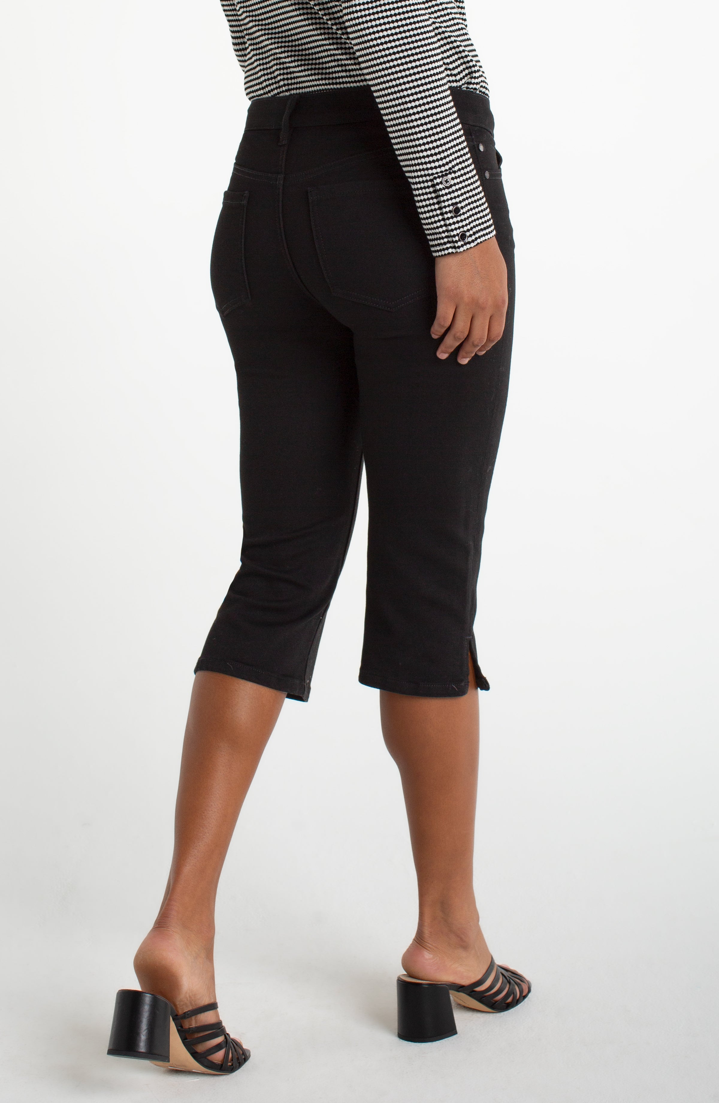 Capri Extensible en jeans Noir