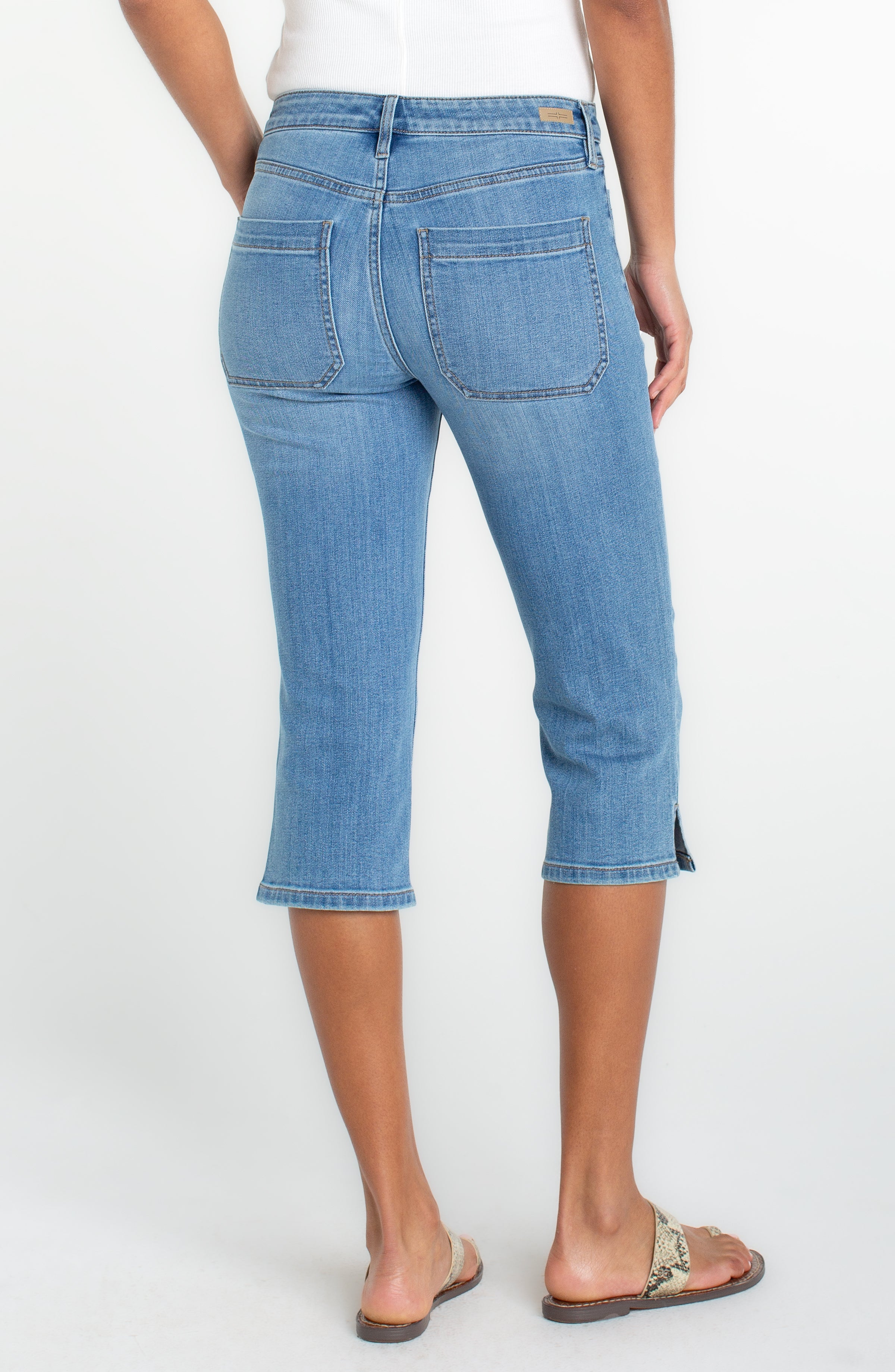 Capri en Jeans Extensible Poches à l'Avant