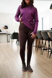 Legging Magog brun chocolat porté, vue de face