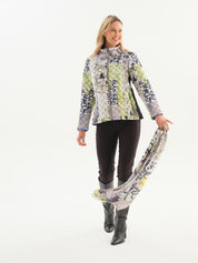 Manteau matelassé multicolore à imprimé graffiti lime marine et gris Dolcezza