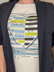 Chandail Manches Courtes Rayé Avec Coeur