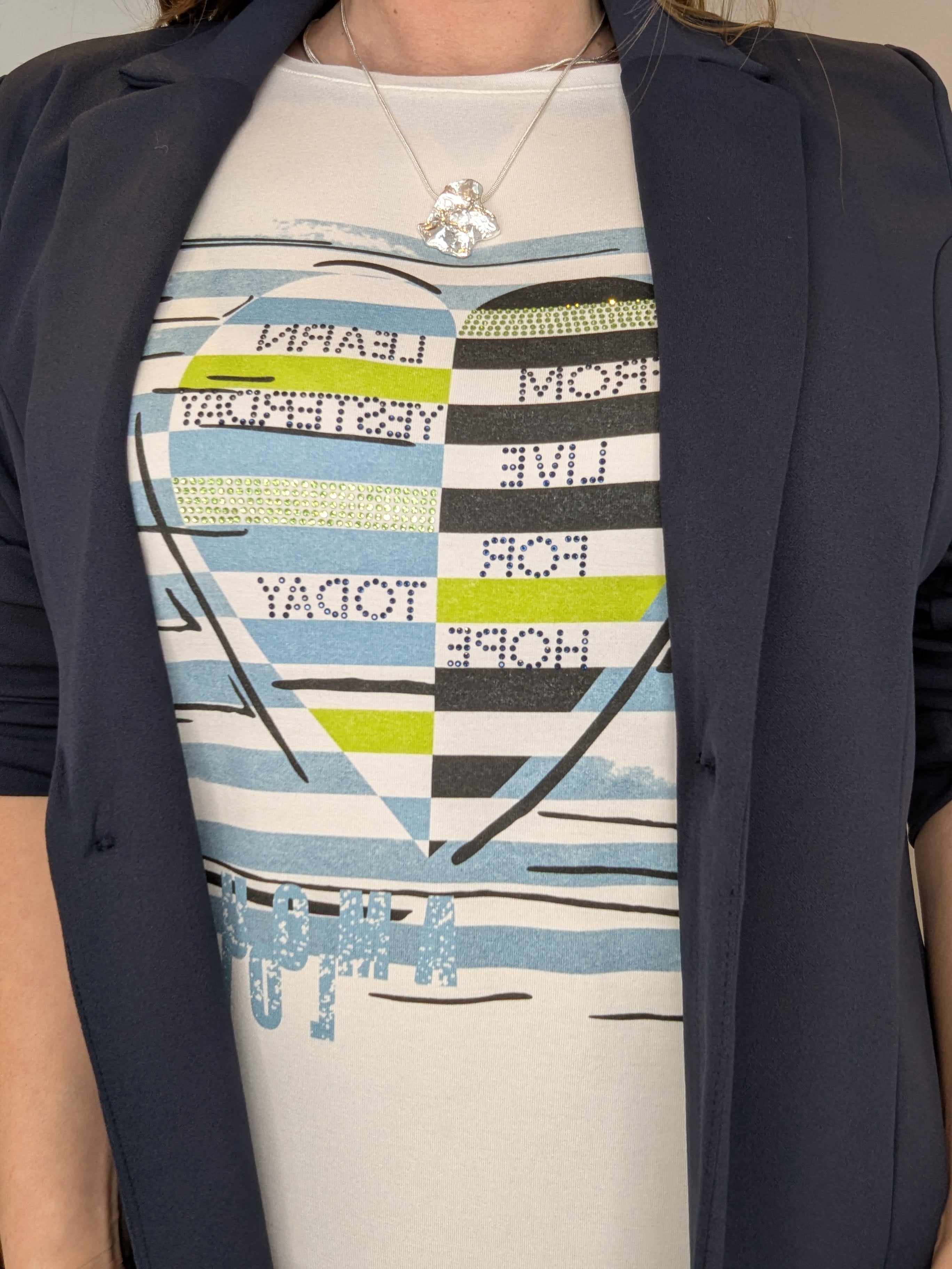 Chandail Manches Courtes Rayé Avec Coeur