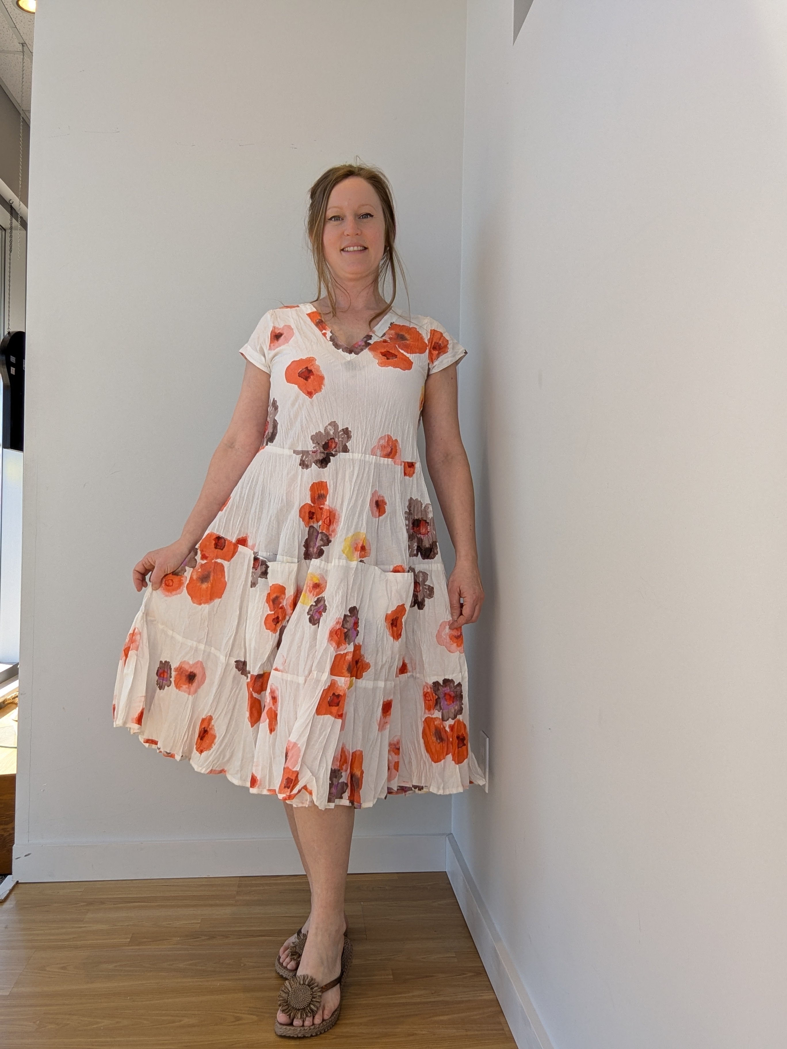 Robe Midi Imprimée Col en V