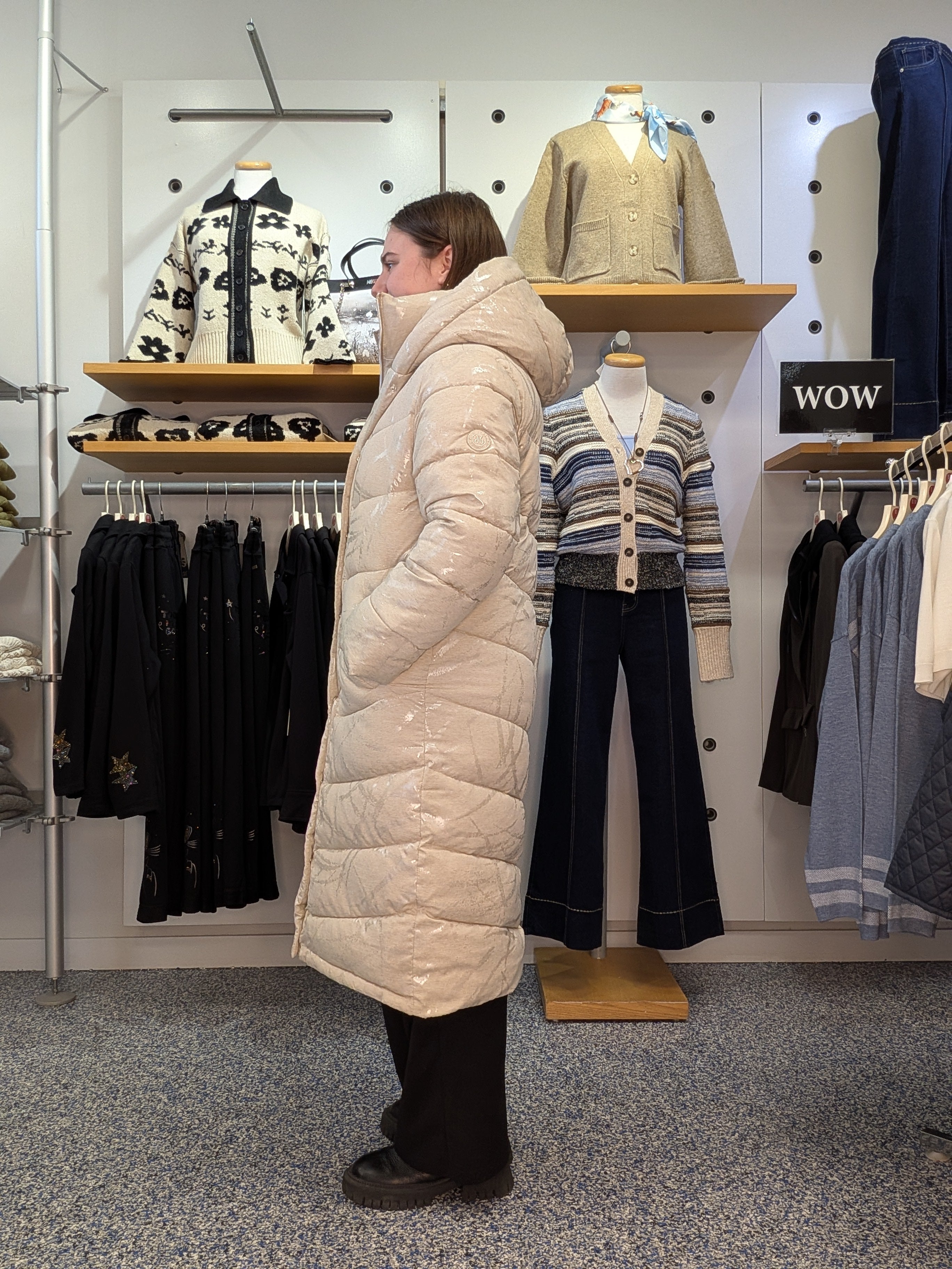 Manteau Matelassé Long à Capuchon