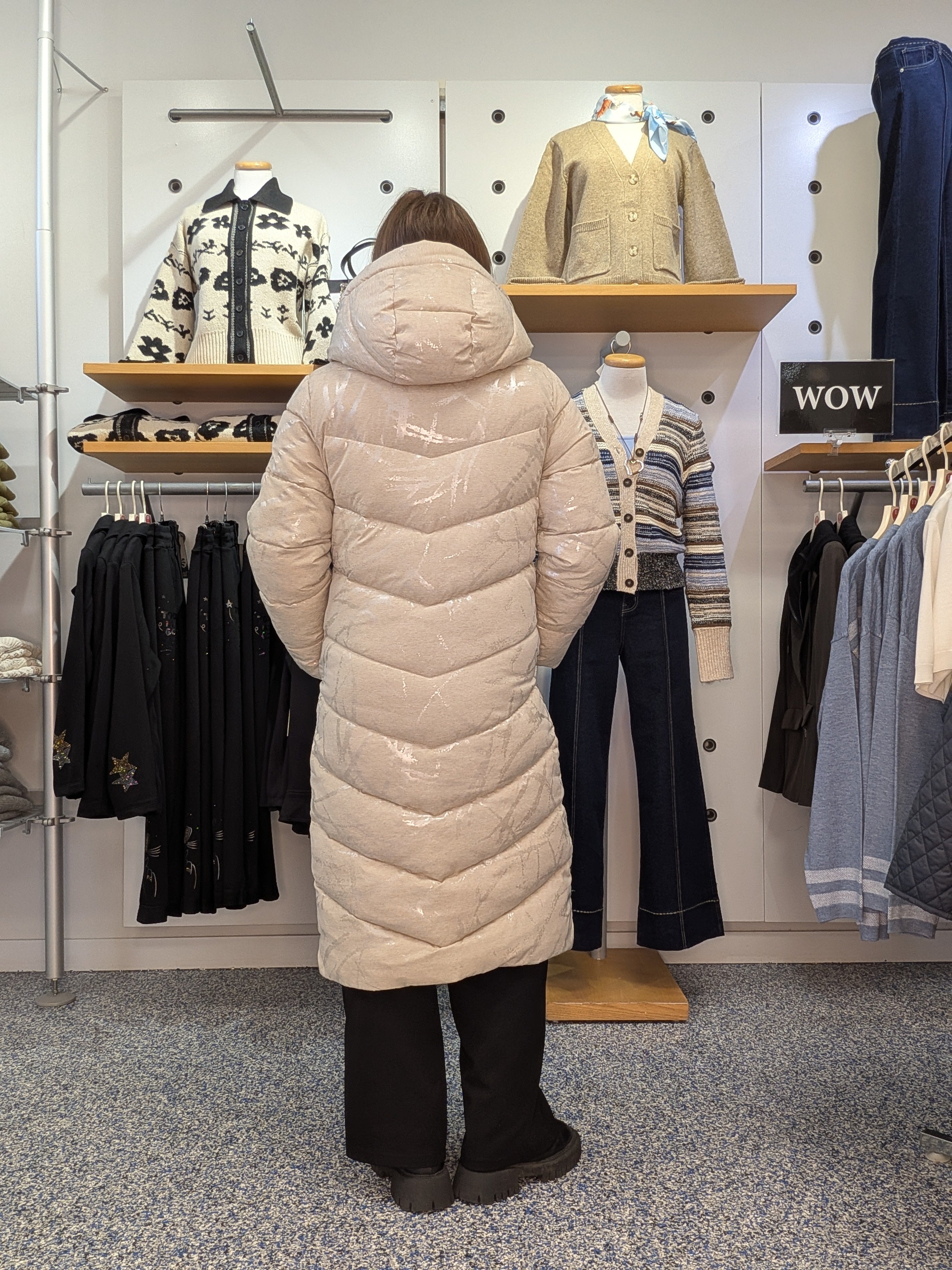 Manteau Matelassé Long à Capuchon