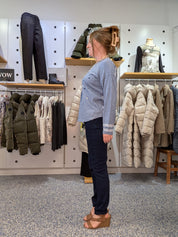 Chandail en Tricot Bleu Denim à Imprimé Cœurs Argentés