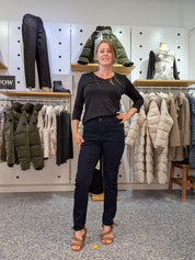Haut en Tricot Noir à Col en V et Manches 3/4