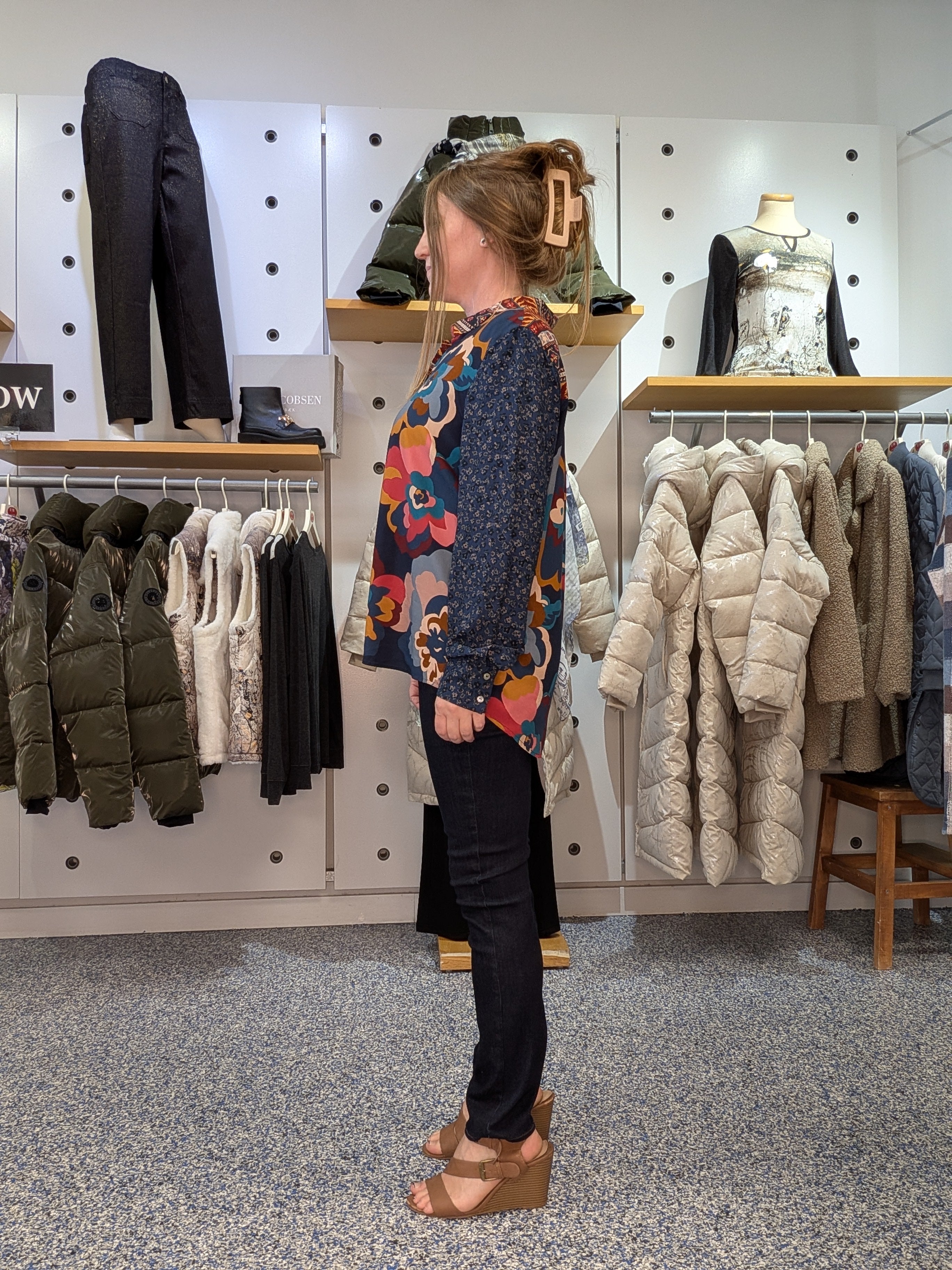 Blouse Fleurie Multicolore à Manches Longues
