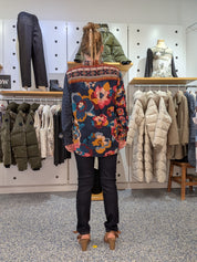 Blouse Fleurie Multicolore à Manches Longues